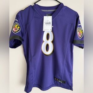 NWT Lamar Jackson Youth Jersey Nike $100 Purple Home L Kids #8 Baltimore Ravens